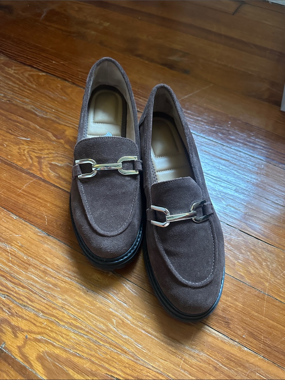 Kelly & Katie Chocolate Brown Suede Women’s chunky loafers